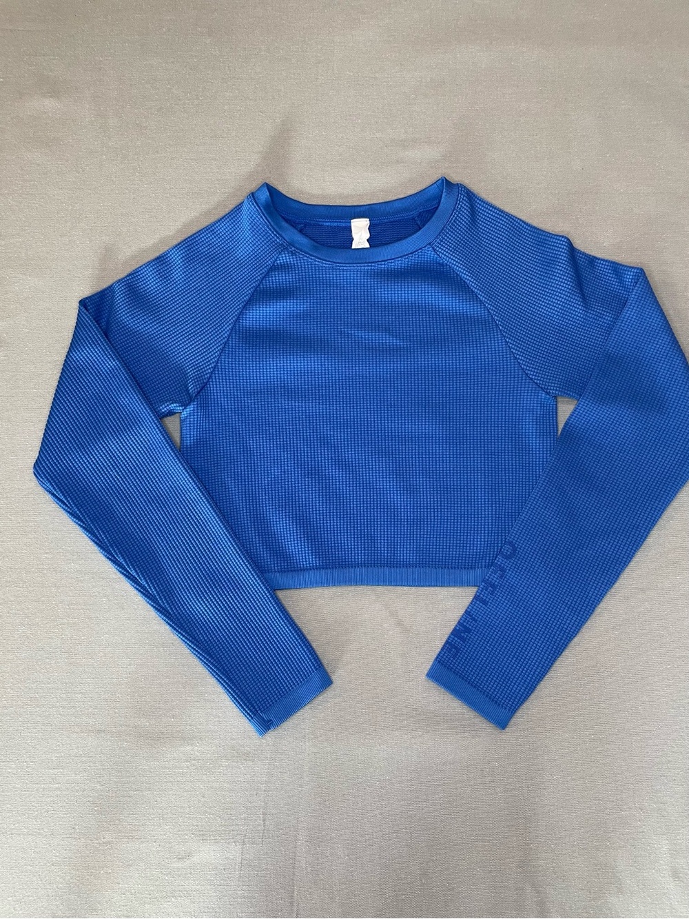 OFFLINE by aerie Royal Blue Sidewalk Seamless Long Sleeve Cropped Thermal Top